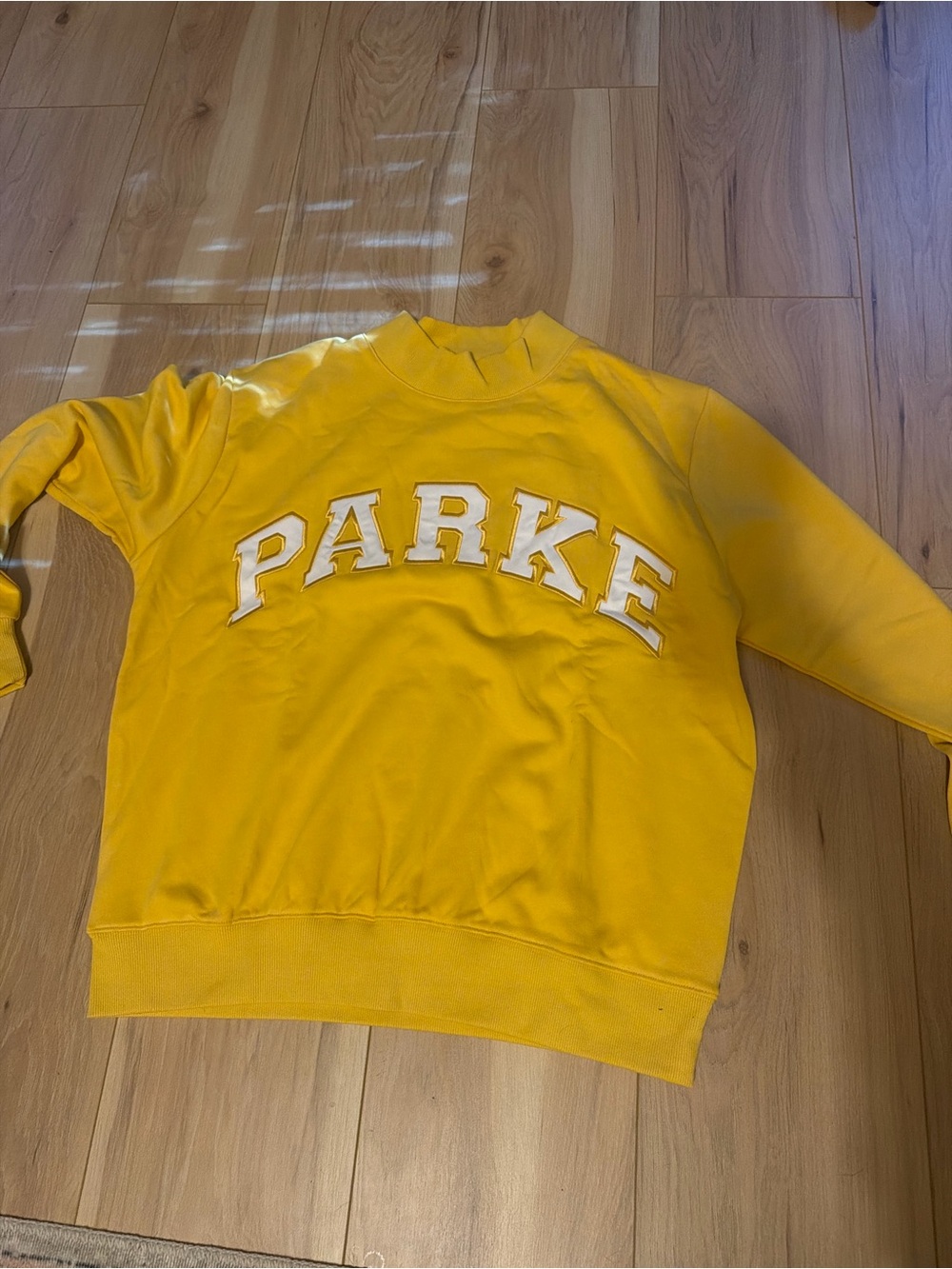 Parker Kids Bright Yellow Crewneck Sweatshirt with White Lettering